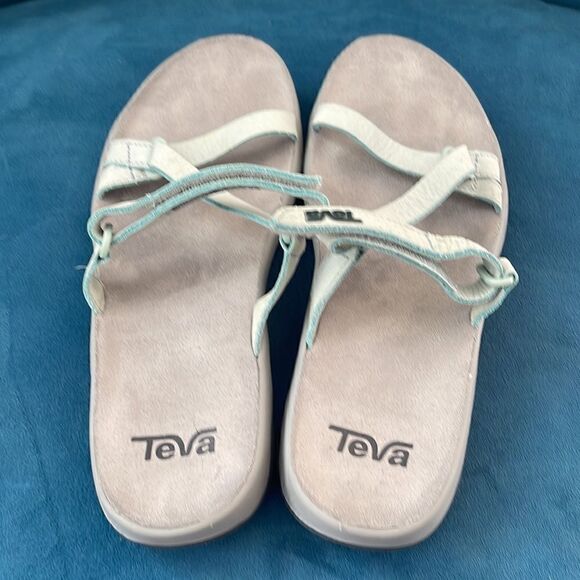 Teva Elzada Leather Slide Gray Mist Sandals size 9 - Picture 4 of 7